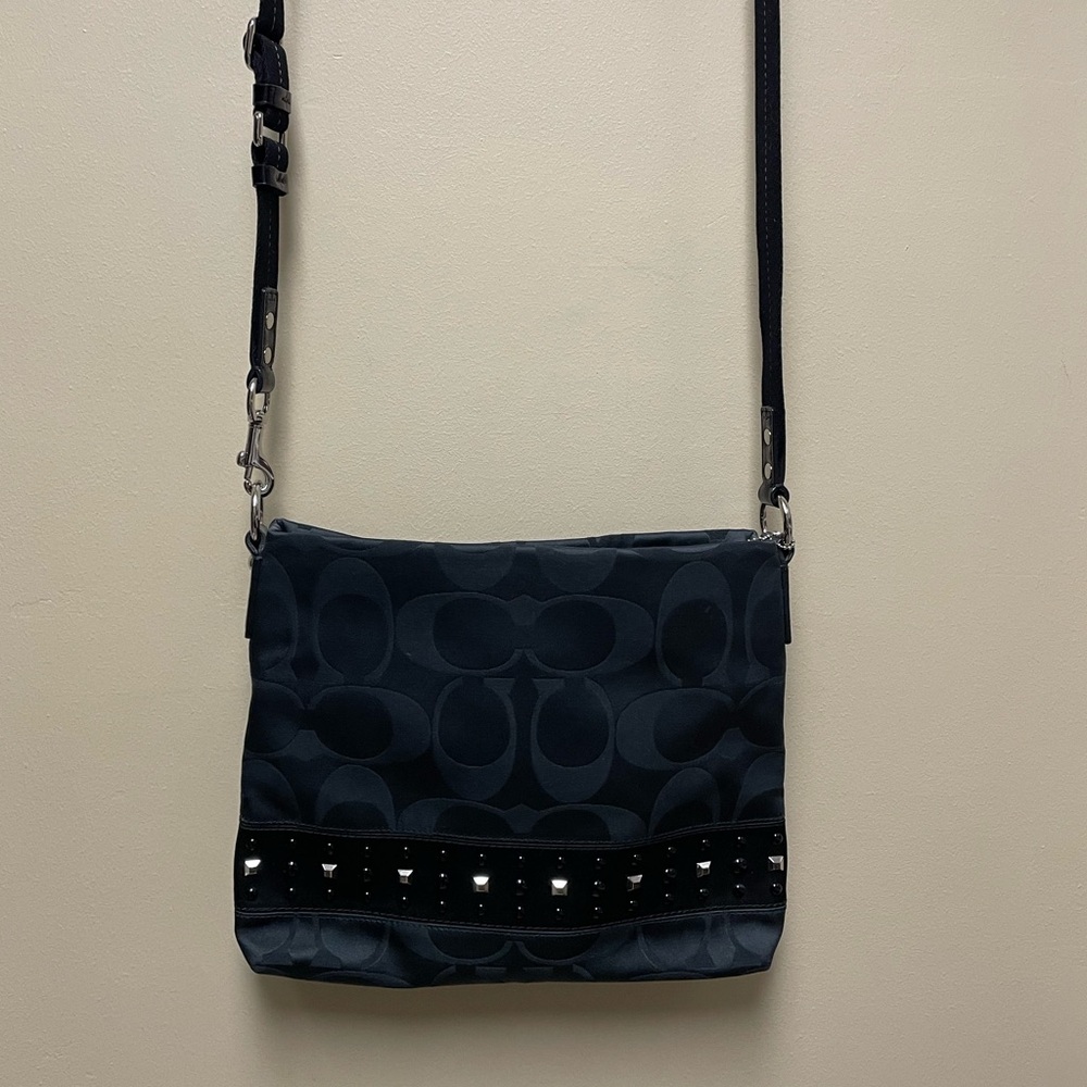 Coach Signature Crossbody with Studded Patent Trim